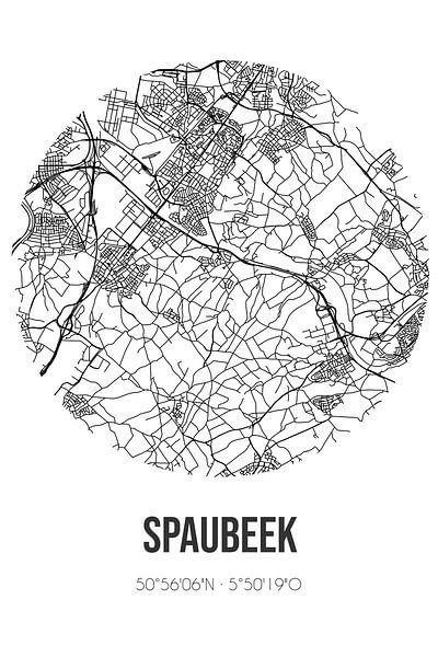 Spaubeek (Limburg) | Map | Black and white by Prints of Place