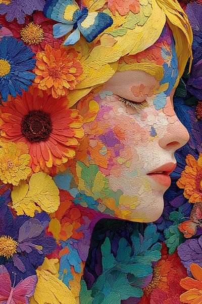 vrouw met bloemen print van Egon Zitter