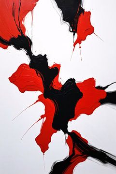 Abstraction rouge-noir des contrastes dynamiques sur De Muurdecoratie