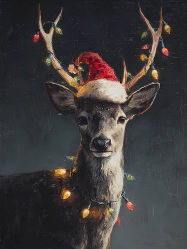 Portrait festif d'un cerf de Noël