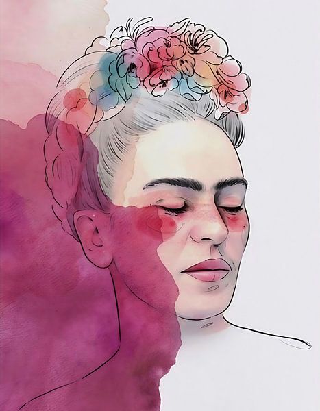 Frida line art by rinda ratuliu