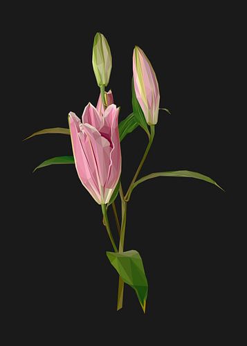 Roze Lilly in Lowpoly Abstract