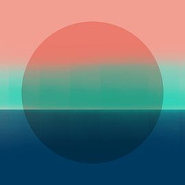 Neon art. Colorful minimalist geometric abstract in pink, green, blue by Dina Dankers