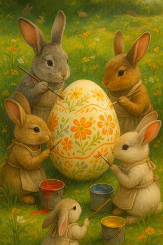 Plaisir printanier : de mignons lapins décorent les œufs de Pâques