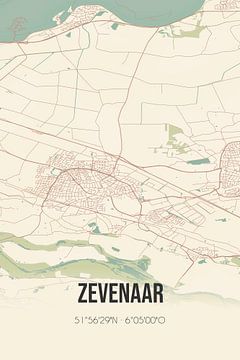 Vintage landkaart van Zevenaar (Gelderland) van Rezona