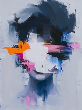 Super kleurrijk modern en abstract portret van Carla Van Iersel