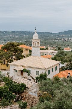 Pastellfarbene Kirche Zakynthos | Reisefotografie | Fotodruck Wandkunst von Alblasfotografie