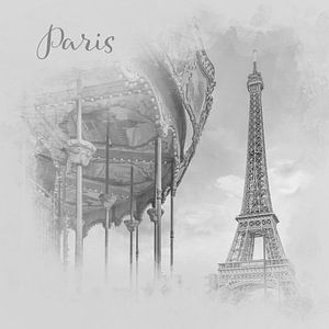 Typisch Paris | Aquarell Sti Monochrom