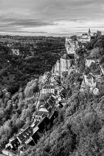Rocamadour bergdorp in zwart-wit