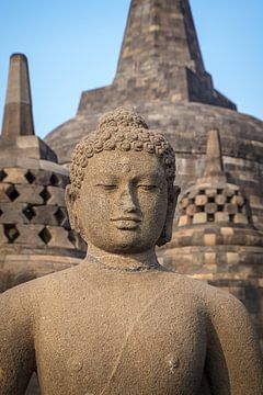 Boeddha op de Borobudur op Java, Indonesië