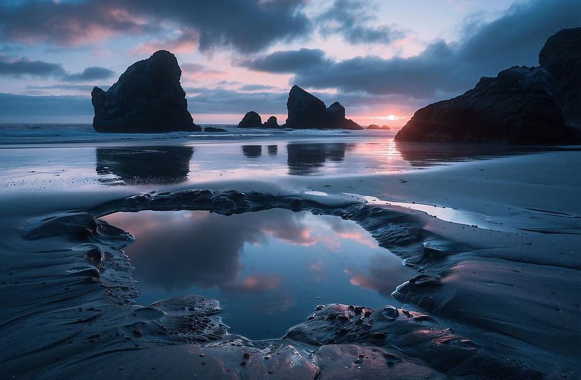 De kust glinstert blauw van fernlichtsicht