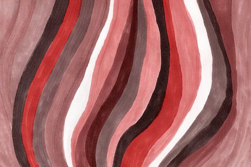 Retro funky waves. Abstract art in red, salmon, brown and beige