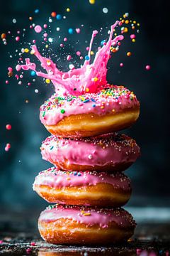 Leckere Donuts mit buntem Spritzereffekt von Poster Art Shop