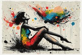 Freedom in Motion — Expressive Abstract Female Figure by ForKey