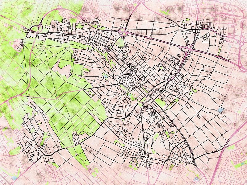Kaart van Oberursel in de stijl 'Soothing Spring' van Maporia