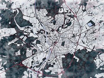 Kaart van Lingen (Ems) in de stijl 'White Winter' van Maporia