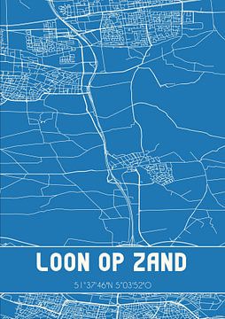 Blauwdruk | Landkaart | Loon op Zand (Noord-Brabant) van MijnStadsPoster