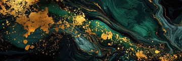Grüner Marmor mit Gold als Panorama von Digitale Schilderijen