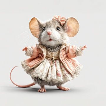 süße kleine Maus als Tänzerin verkleidet Kinderzimmerdekoration