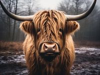 Portret van een Schotse Highland koe in de wei