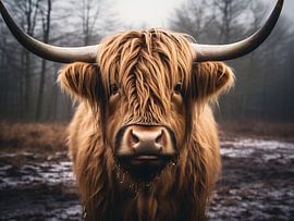 Porträt eines Schottischen Hochlandrind auf der Weide von Thilo Wagner