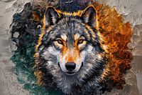 Loup coloré en art numérique