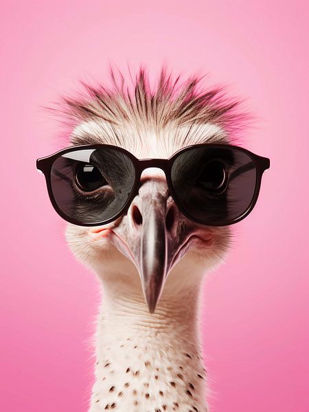 Ostrich with sunglasses by haroulita
