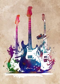 3 gitaren muziekkunst #gitaren #muziek van JBJart Justyna Jaszke