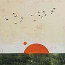 Vogels in de zonsondergang - Abstract landschap van Poster Art Shop thumbnail