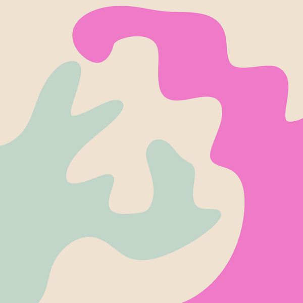 Abstrakte moderne Formen rosa, blau, creme von Angela Minca