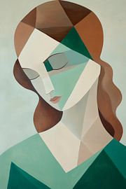 Femme géométrique aux couleurs douces sur Poster Art Shop