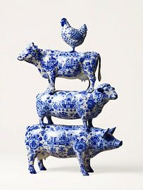Farm animals delft blue by Jessica Berendsen