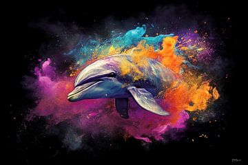 Delphin in mehrfarbig von Gelissen Artworks