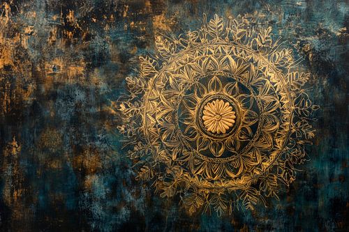 Mandala-ontwerp op een donkerblauwe achtergrond