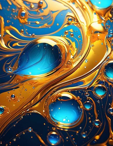 Goud en blauw met patroon