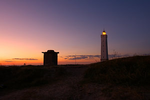 Zonsondergang bij de Vuurtoren van Blavand Denemarken