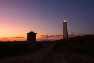 Coucher de soleil au phare de Blavand Danemark sur tiny brok