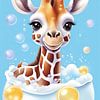 Giraffe im Schaumbad von Ivonne Fuhren-van de Kerkhof