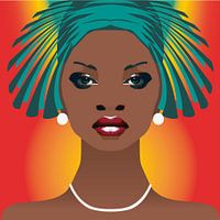 portrait estival coloré d'une belle femme avec un chapeau inhabituel