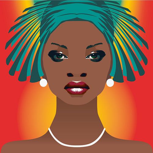 kleurrijk zomers portret van afrika vrouw met aparte hoed