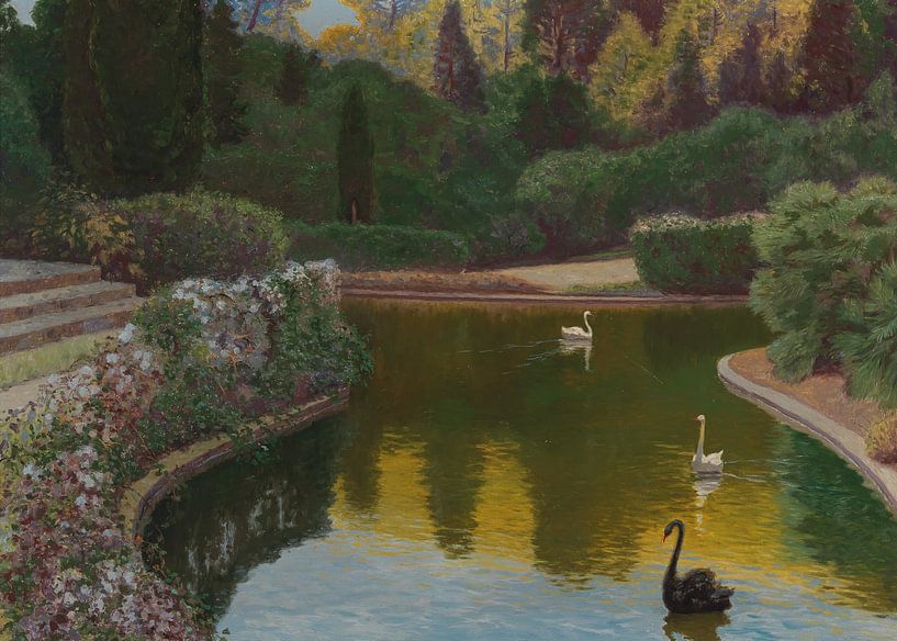A Pond with Swans by Antonije Lazovic
