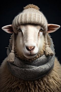 Sheep with woolly hat by Wall Wonder