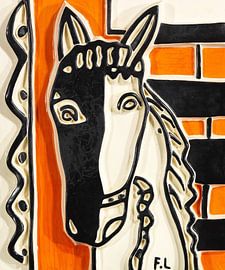 Fernand Léger, Het paard op een oranje achtergrond, ca. 1950