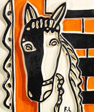 Fernand Léger, Het paard op een oranje achtergrond, ca. 1950