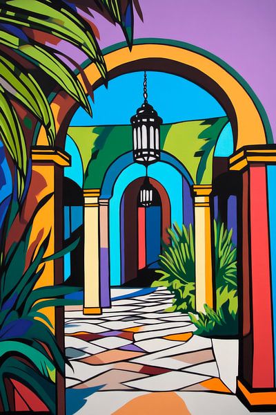 Kleurrijke binnenplaats van Poster Art Shop