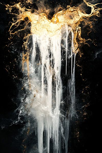 Abstract waterfall with gold accents by Art & Soul Creations