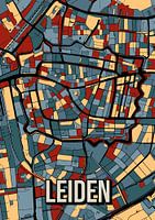 Leiden: Kleurrijk stadsplan in vintage stijl - Poster voor aan de muur