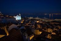 the lisbon district of Alfama at night