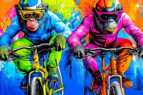 Coole apen op fietsen