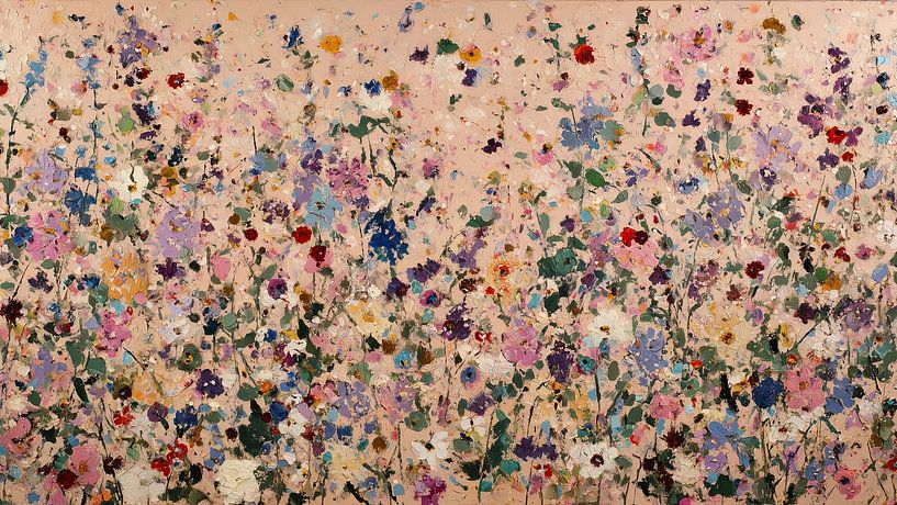 Wild Harmony an abstract Floral on Soft Pink by Thea